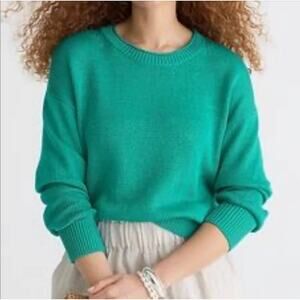 Women's J.Crew 2023 Relaxed Crew Neck Linen Cotton Sweater size XS in Teal